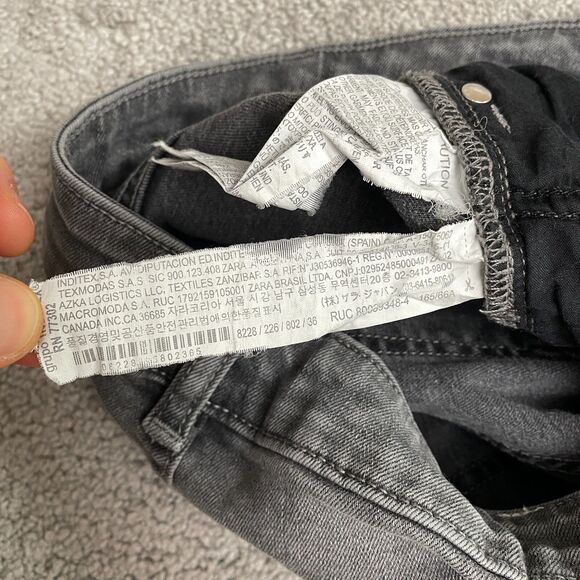 Zara Skinny Cropped Denim Jeans Womens  4 Washed Gray Slim Cut Hem Casual 28x27 - Picture 5 of 13